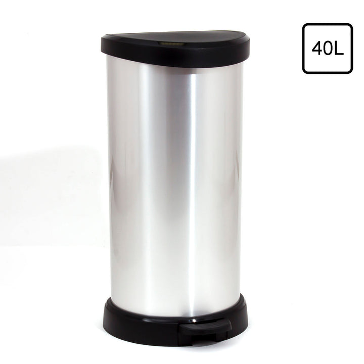 Poubelle 40 litres avec pédale Curver silver