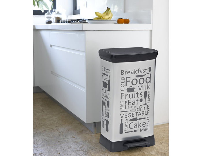 Curver Poubelle à Pédale de Cuisine, Design Argenté, 50 L