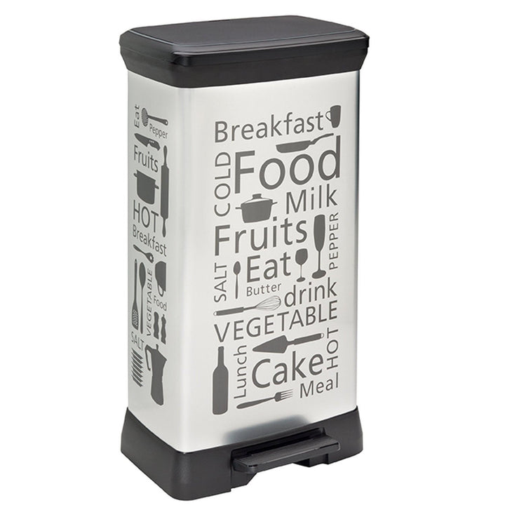 Curver Poubelle à Pédale de Cuisine, Design Argenté, 50 L