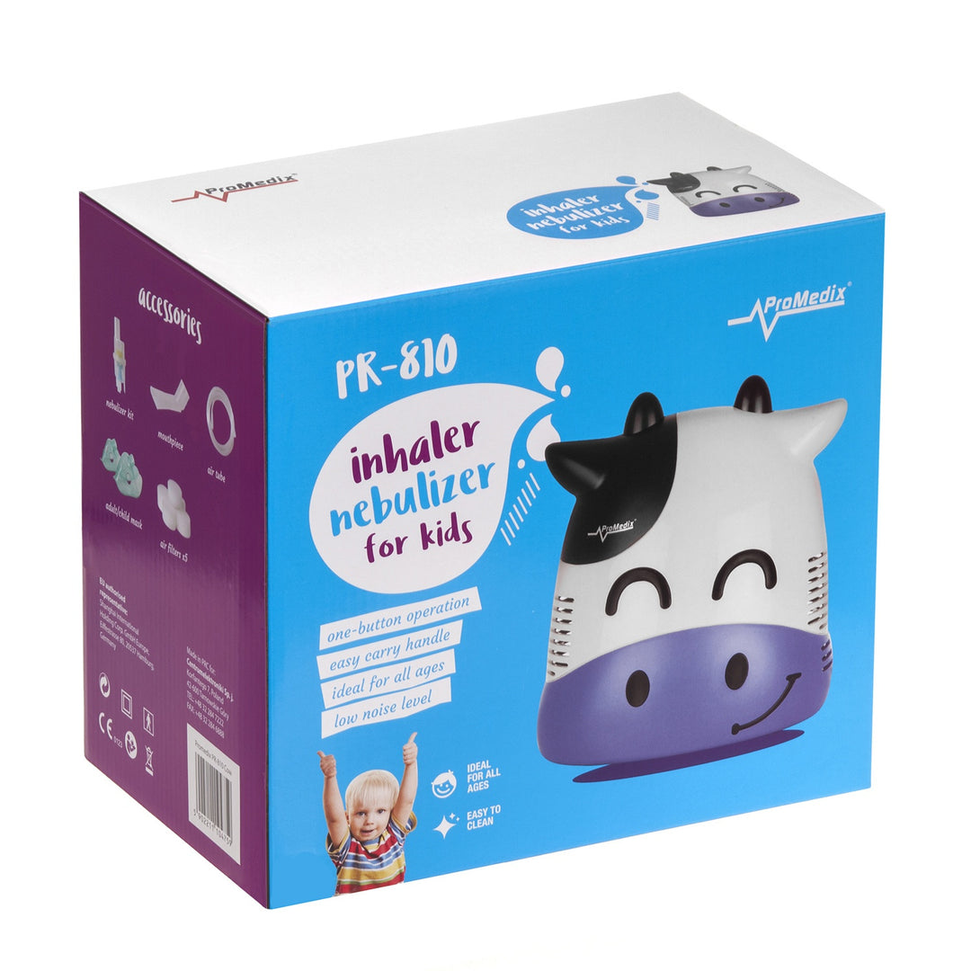 Inhalator voor kinderen met set vernevelaars, maskers, filters Cow Promedix PR-810