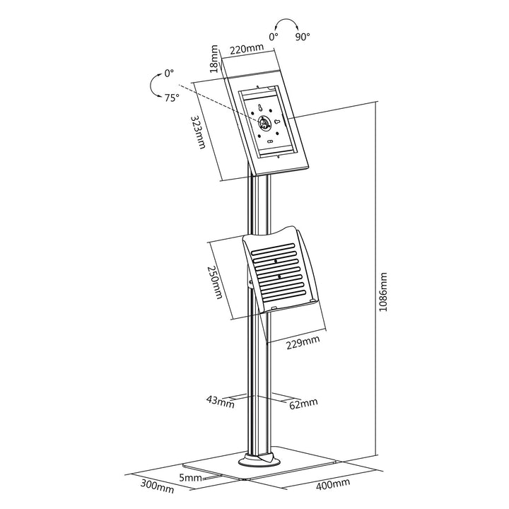 Voetsteun voor tablet iPad 2/3/4/en iPad Air/Air2/9.7" Pro Maclean MC-724