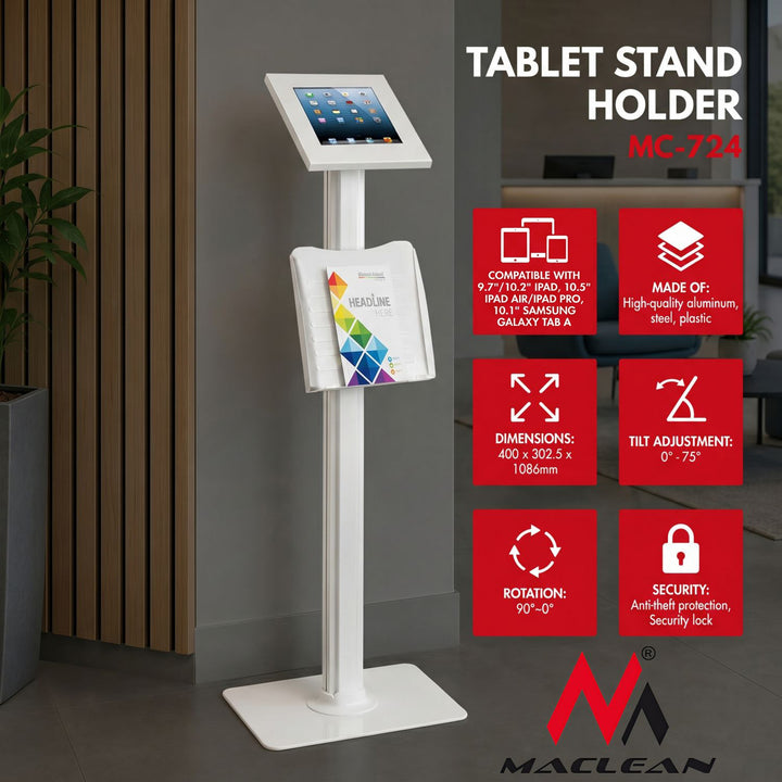 Voetsteun voor tablet iPad 2/3/4/en iPad Air/Air2/9.7" Pro Maclean MC-724