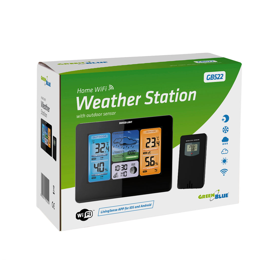 Draadloos bestuurd weerstation met WiFi GreenBlue GB522