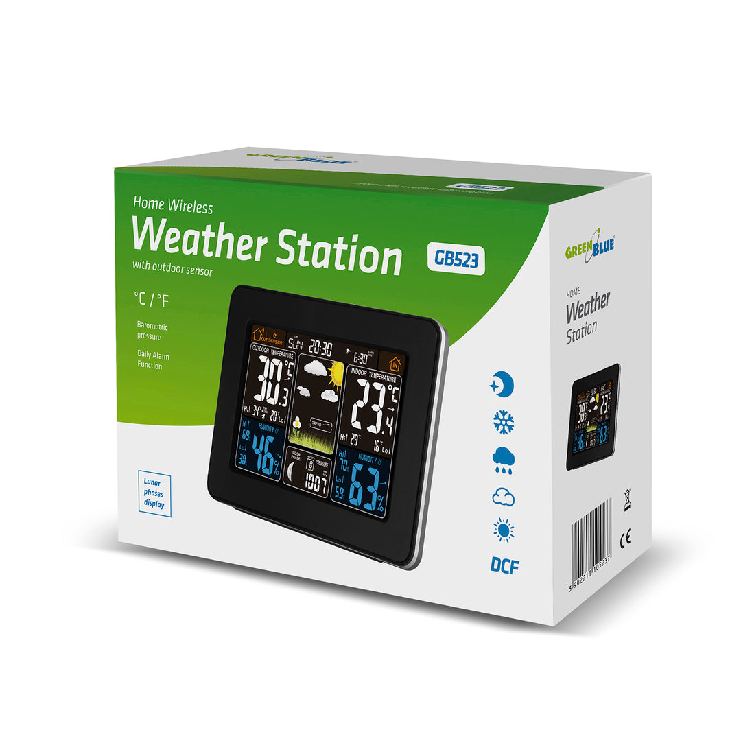 Draadloos weerstation met LCD-display buitensensor GreenBlue GB523