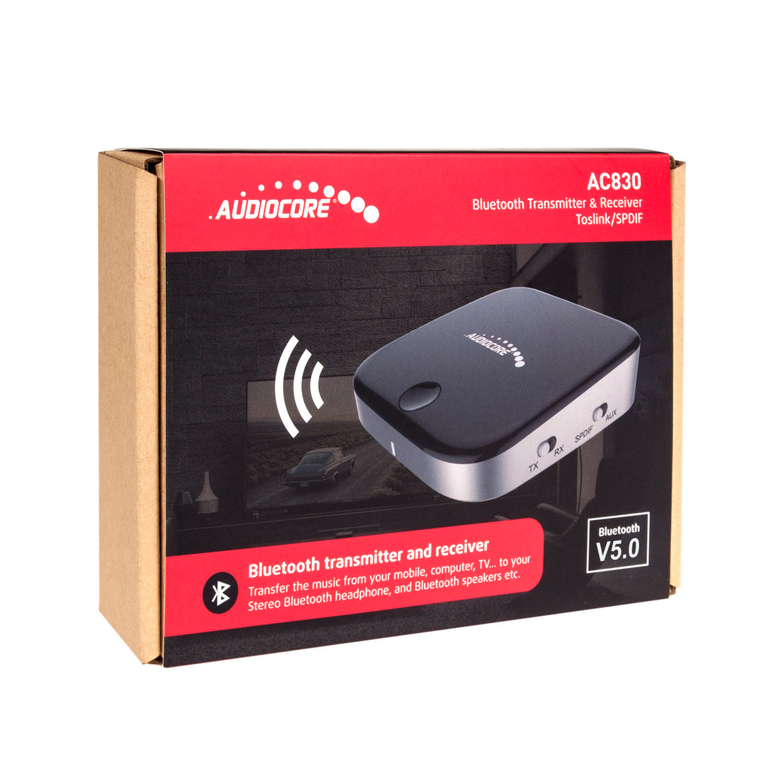 Audiocore AC830 Bluetooth zender- en ontvangeradapter en ontvanger met Toslink (SPDIF) en AUX/aansluiting.