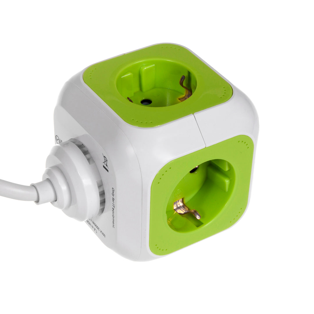 MagicCube viervoudig stopcontact Duitse versie 2 USB-ingangen 1,4m GreenBlue GB118G