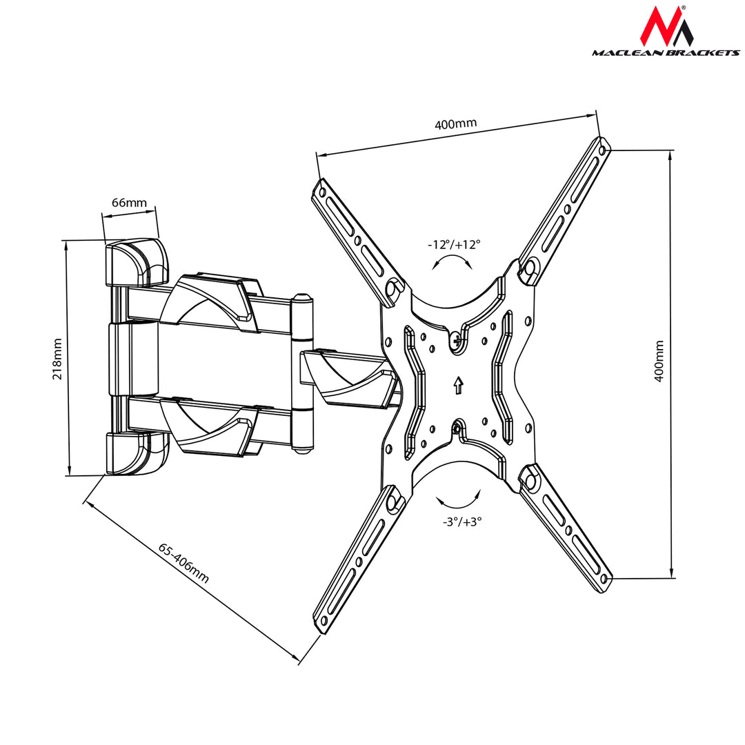 TV-muurbeugel 13-50" 30 kg Maclean Beugels MC-743