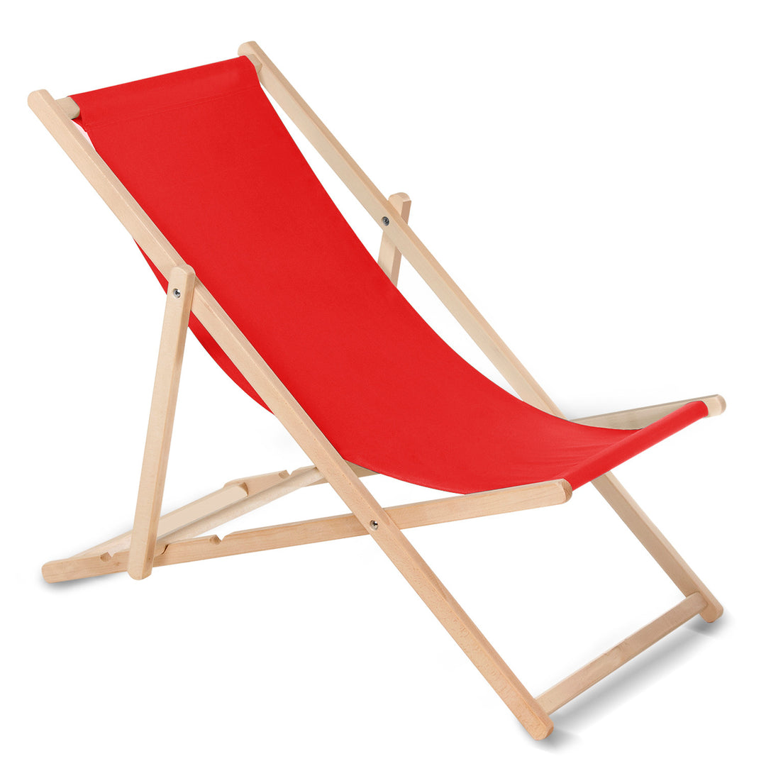 Chaise longue bain de soleil pliante à dossier réglable couleur rouge