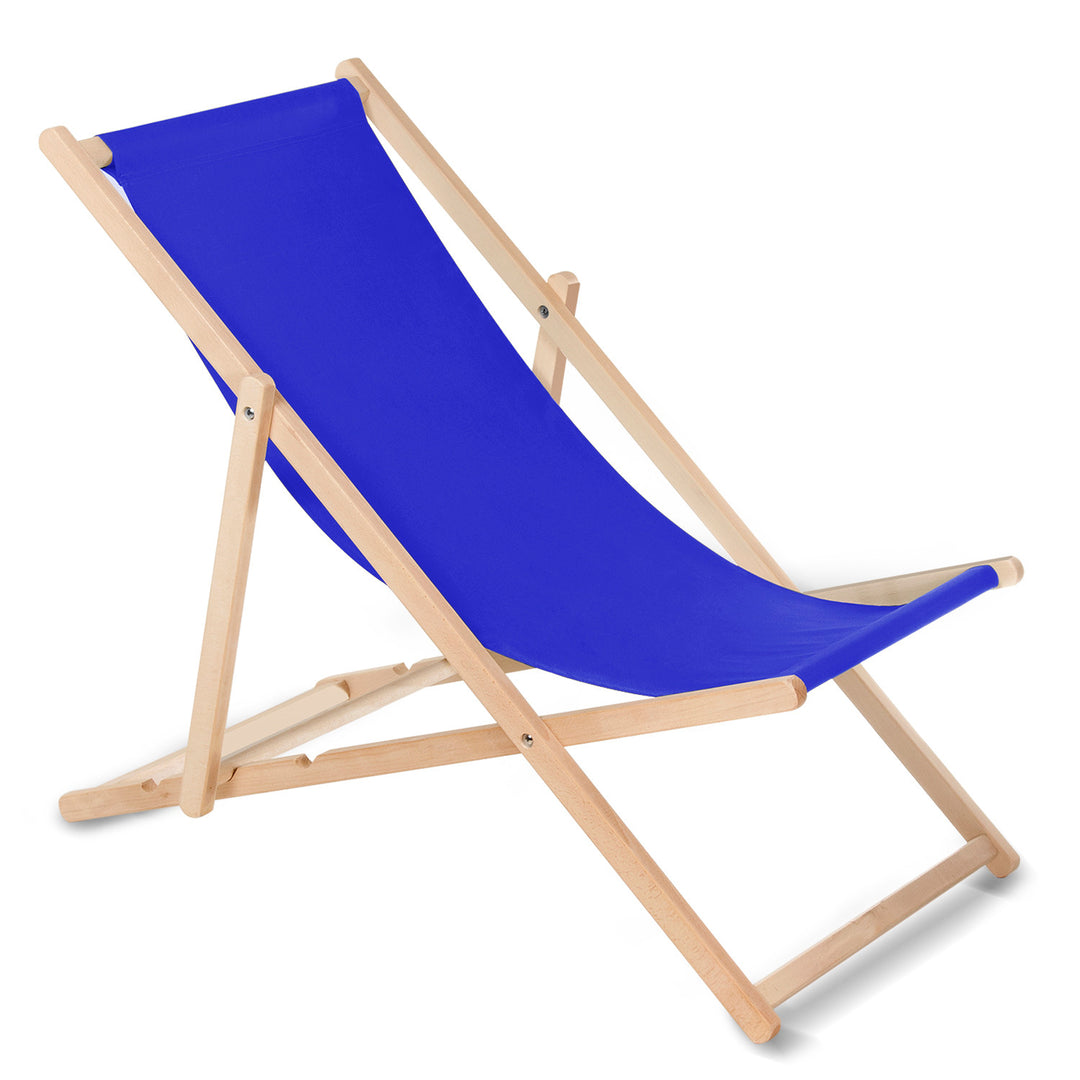 Chaise longue bain de soleil pliante à dossier réglable couleur bleu foncé