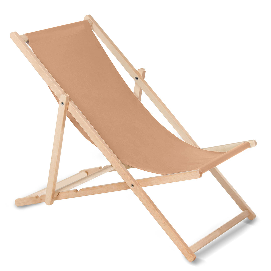 Chaise longue bain de soleil pliante à dossier réglable couleur marron clair