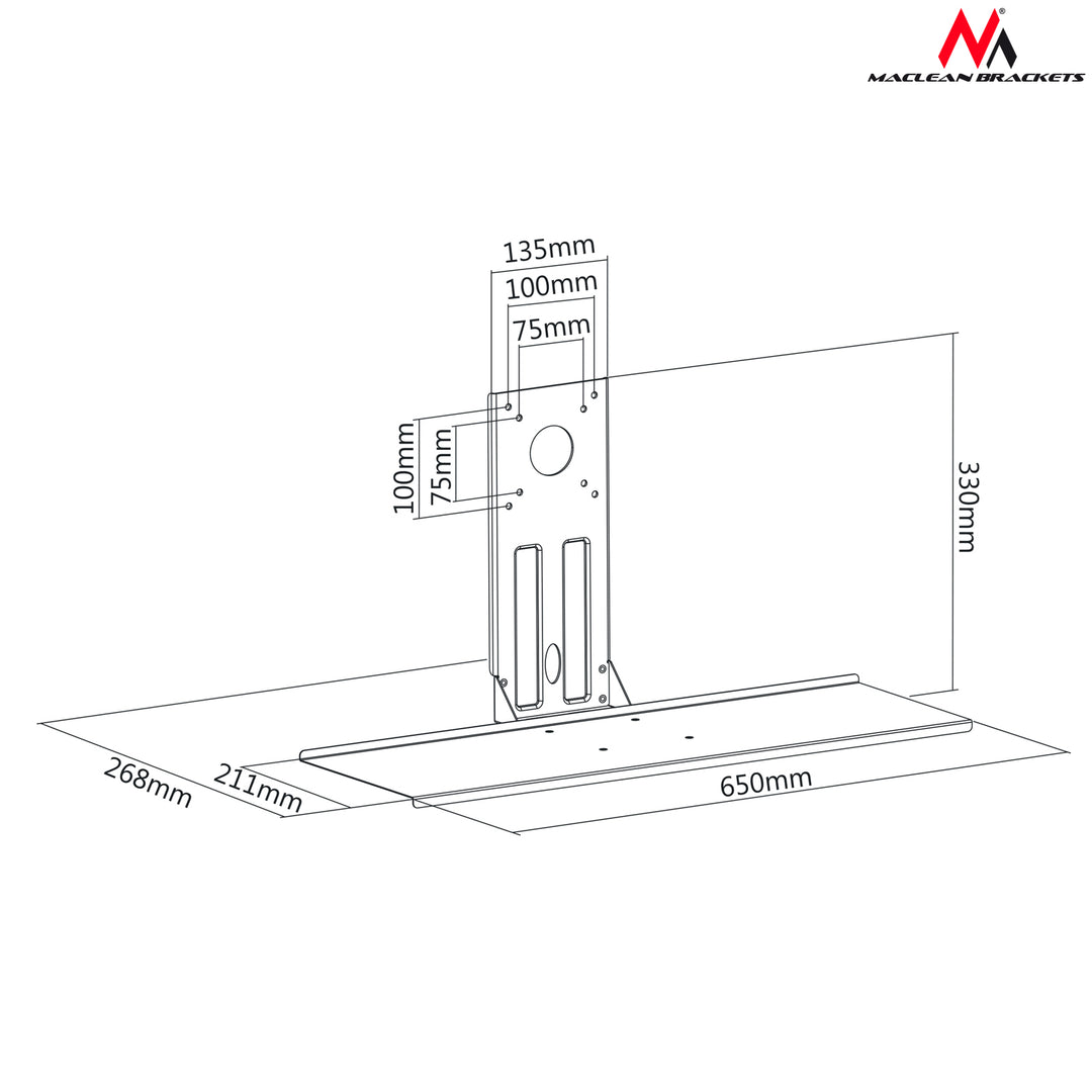 Maclean Brackets MC-756 toetsenbord- en muisstandaard