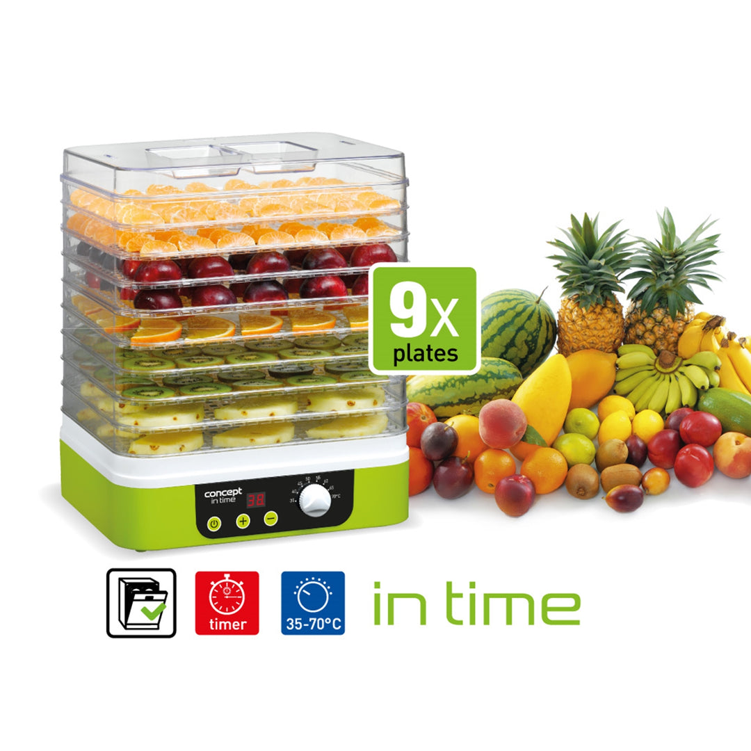 Séchoir Concept pour champignons, fruits et herbes, 9 tamis, minuterie, contrôle de la température, SO-1060