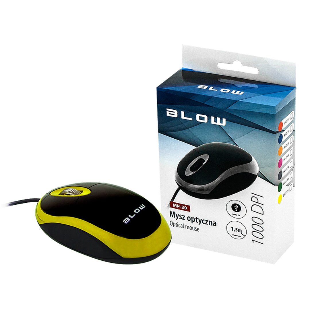 Souris optique pour ordinateur BLOW USB MP-20 jaune
