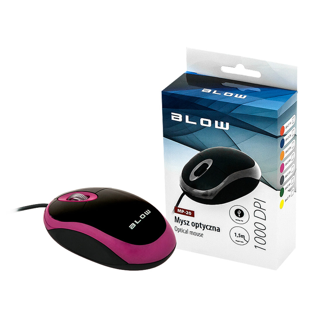 Optische USB computermuis BLOW MP-20 roze