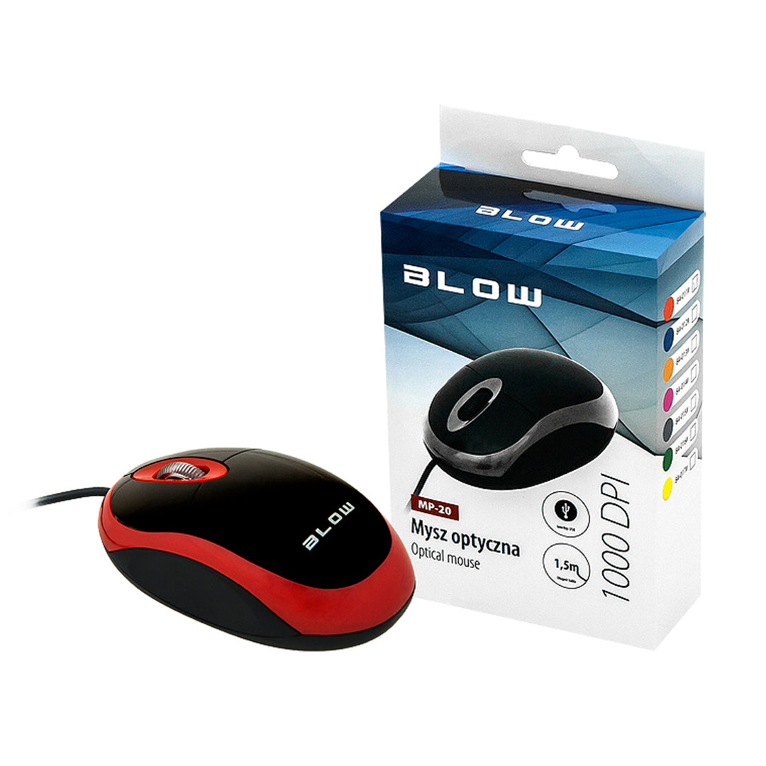 Souris optique pour ordinateur BLOW USB MP-20 rouge