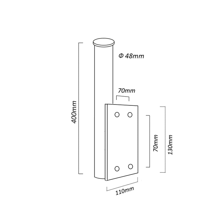 Support Antenne balcon 40 cm Maclean MCTV-563 droite avec double pince