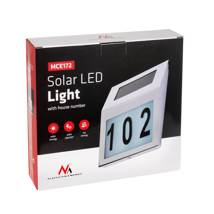 Lampe solaire LED avec numéro de maison Maclean Energy MCE172