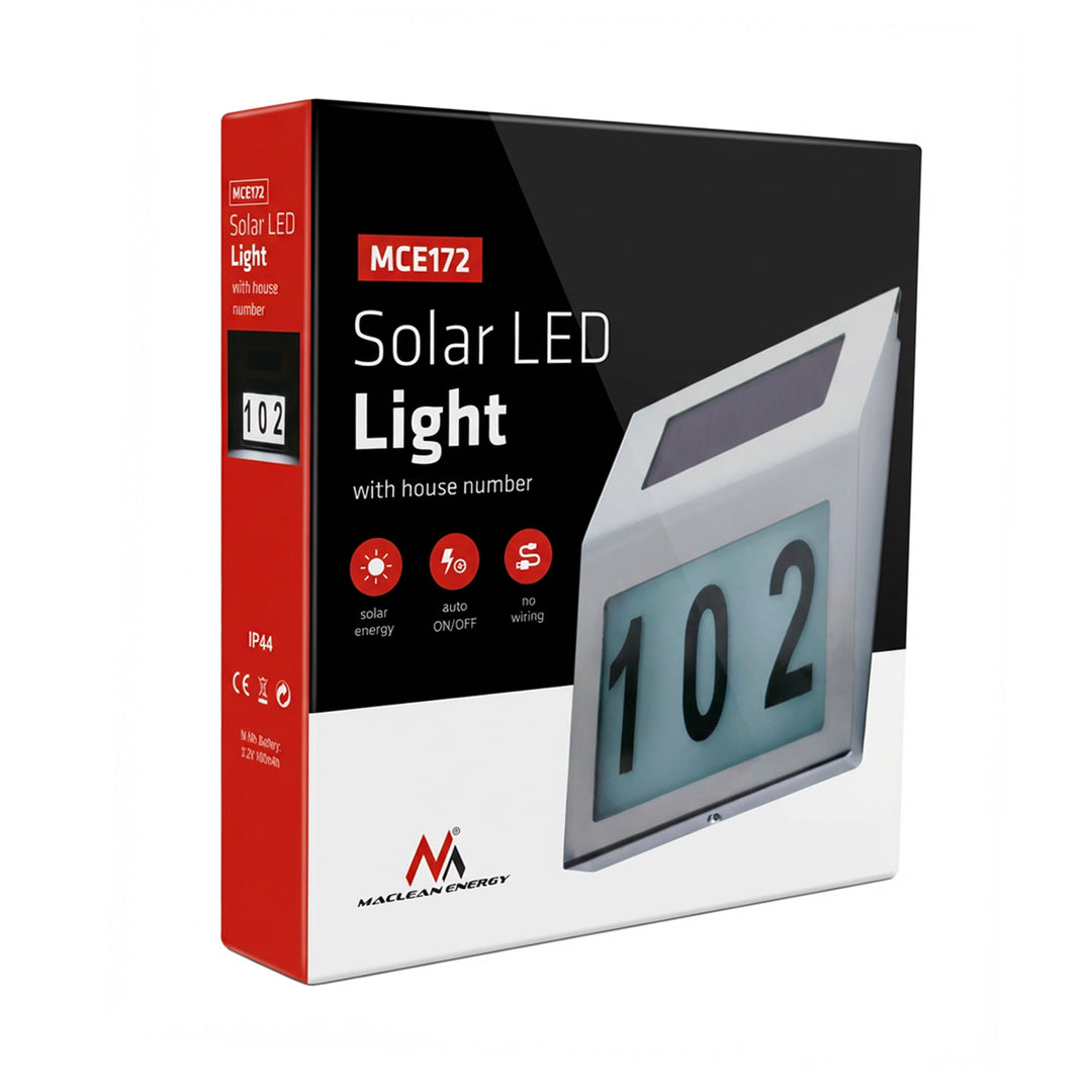 Lampe solaire LED avec numéro de maison Maclean Energy MCE172