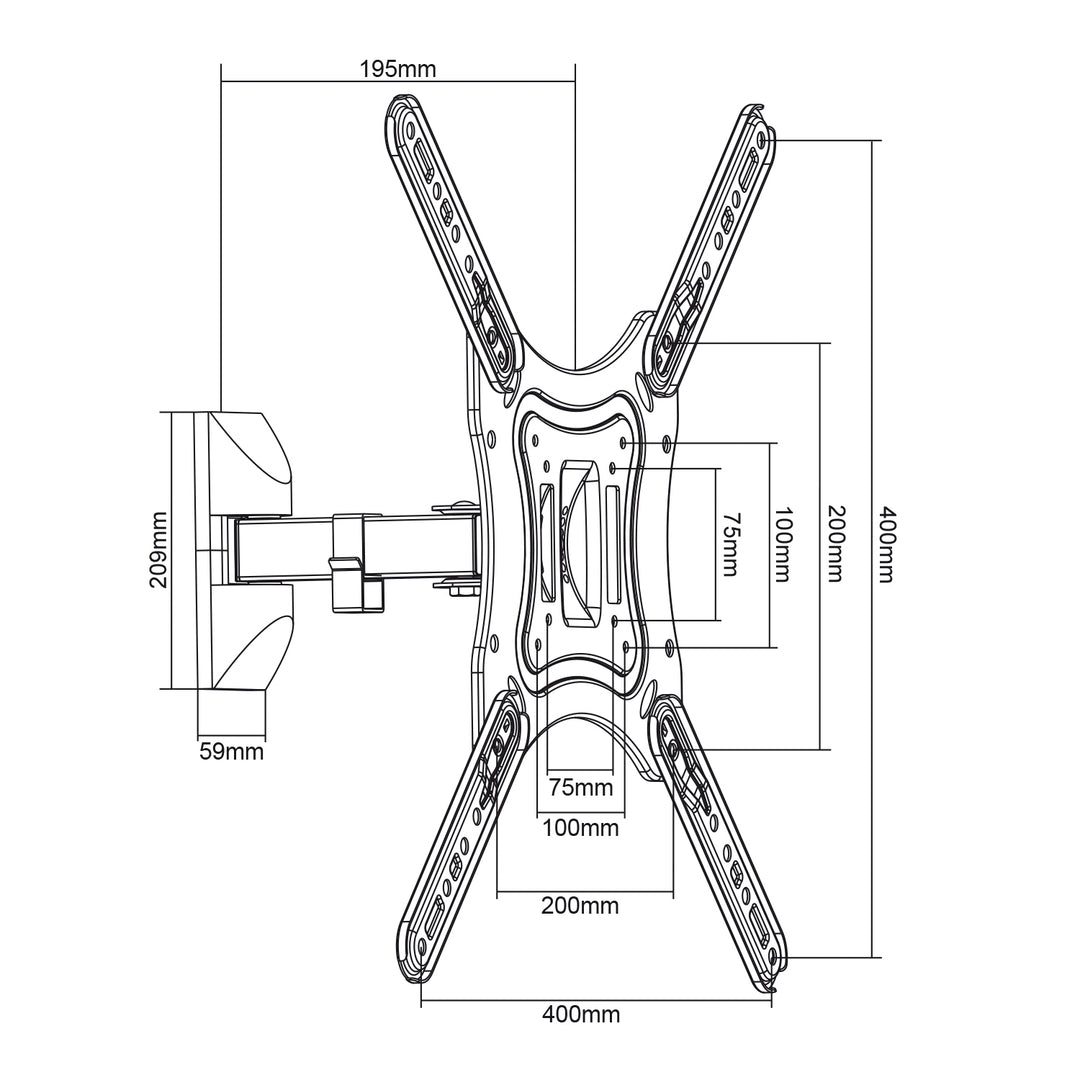 Maclean MC-758 13-55" tv-muurbeugel 30kg