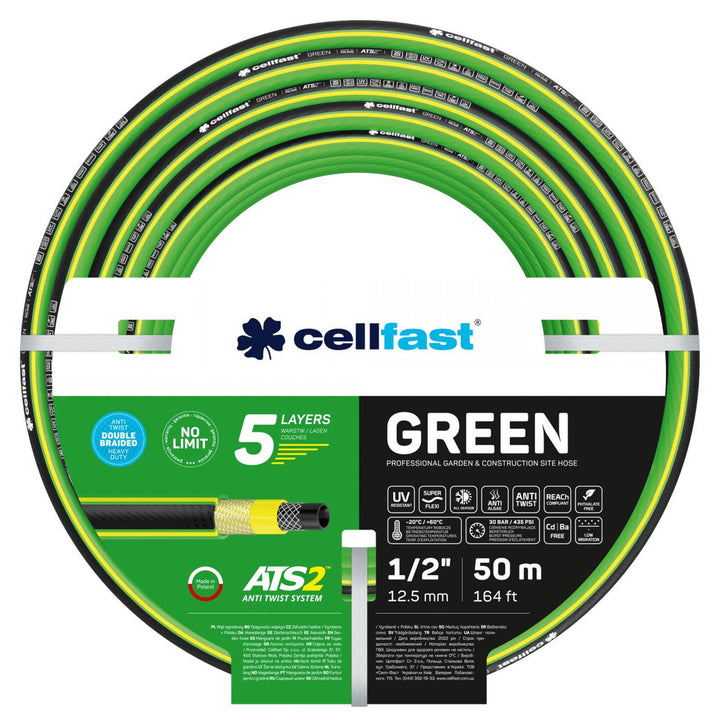 Tuyau d;arrosage Cellfast 1/2'' 50m 5 couches  ATS2 ™  double tresse