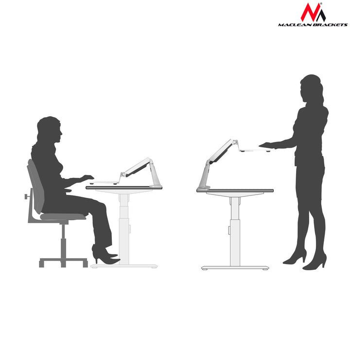 Support de bureau d'ordinateur portable 11 "-15.6" 8kg pour travail assis-debout Maclean MC-767