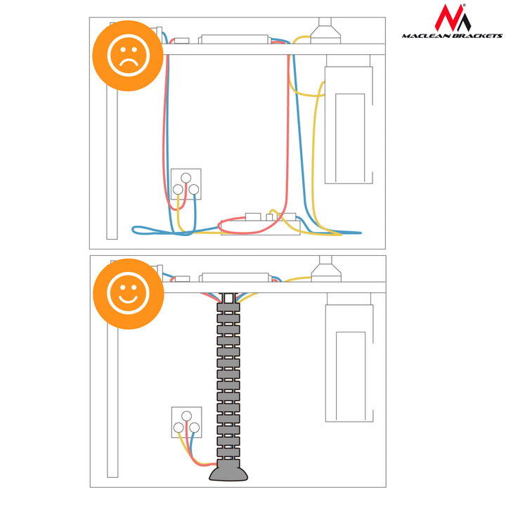 Zwarte kabelafdekking organizer 75 cm Maclean MC-768 B