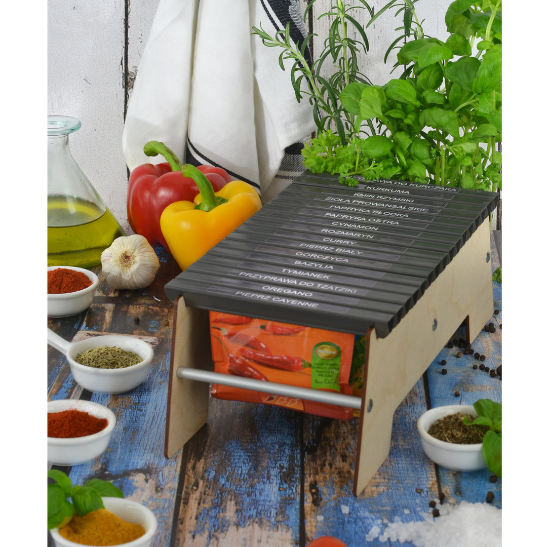 Rangements pour épices 16 compartiments épices fraîches bois