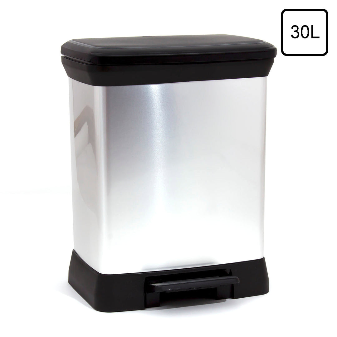 Poubelle argenté métallique Curver Deco Bin 30L 203278