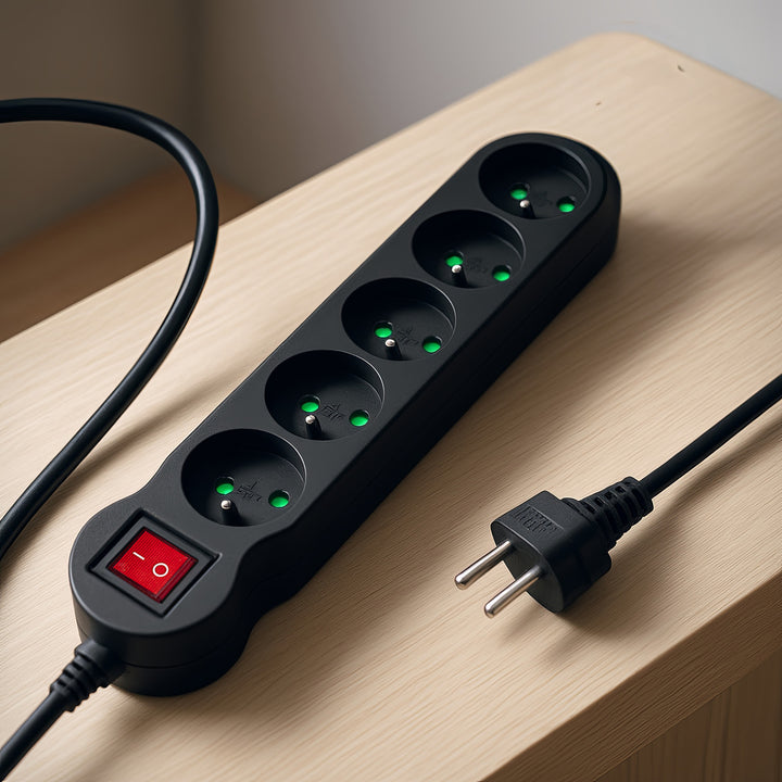 Stekkerdoos met 5 stopcontacten, schakelaar, aarde, 1,4 m snoer met kinderbeveiliging Maclean Energy MCE183 2300W