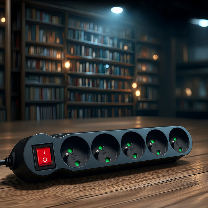 Stekkerdoos met 5 stopcontacten, schakelaar, aarde, 1,4 m snoer met kinderbeveiliging Maclean Energy MCE183 2300W