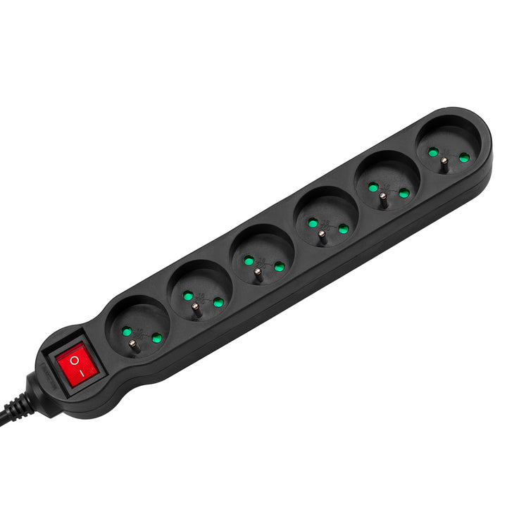 Stekkerdoos met 6 stopcontacten, schakelaar, aarde, 5 m snoer met kinderbeveiliging Maclean Energy MCE188 2300W