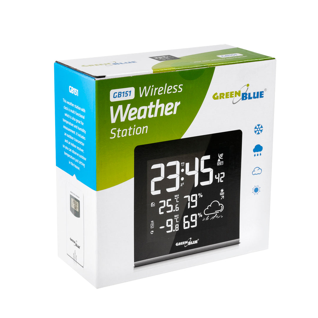 Station météo sans fil 9 couleurs DCF VA LCD GreenBlue GB151