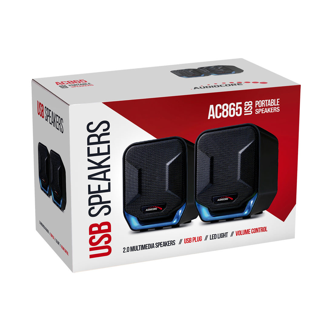 Haut-parleurs d'ordinateur USB 6W Blue&Black Audiocore AC865 B