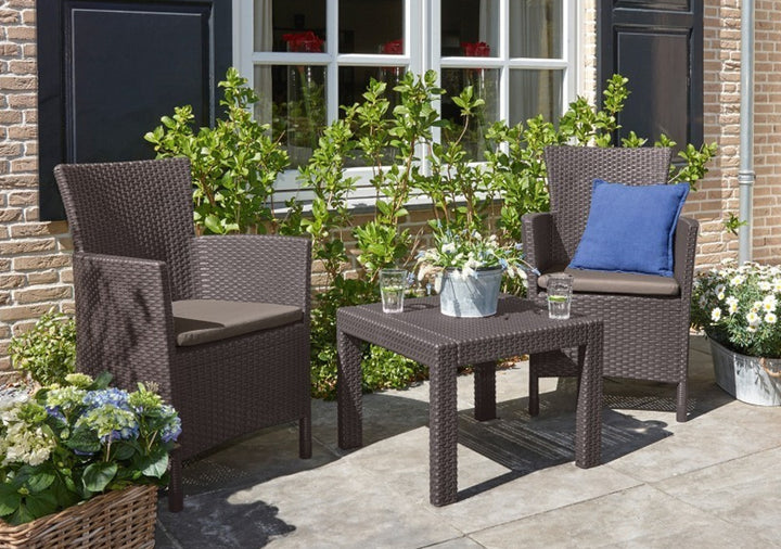 Table et Chaises de Jardin 2 Fauteuils et 1 Table Salon de Jardin Extérieur Marron