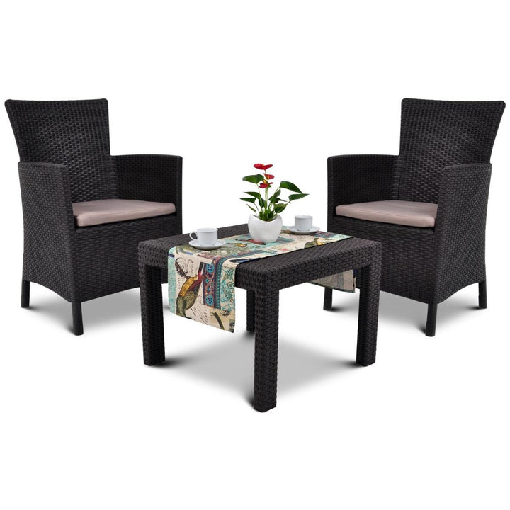 Table et Chaises de Jardin 2 Fauteuils et 1 Table Salon de Jardin Extérieur Marron