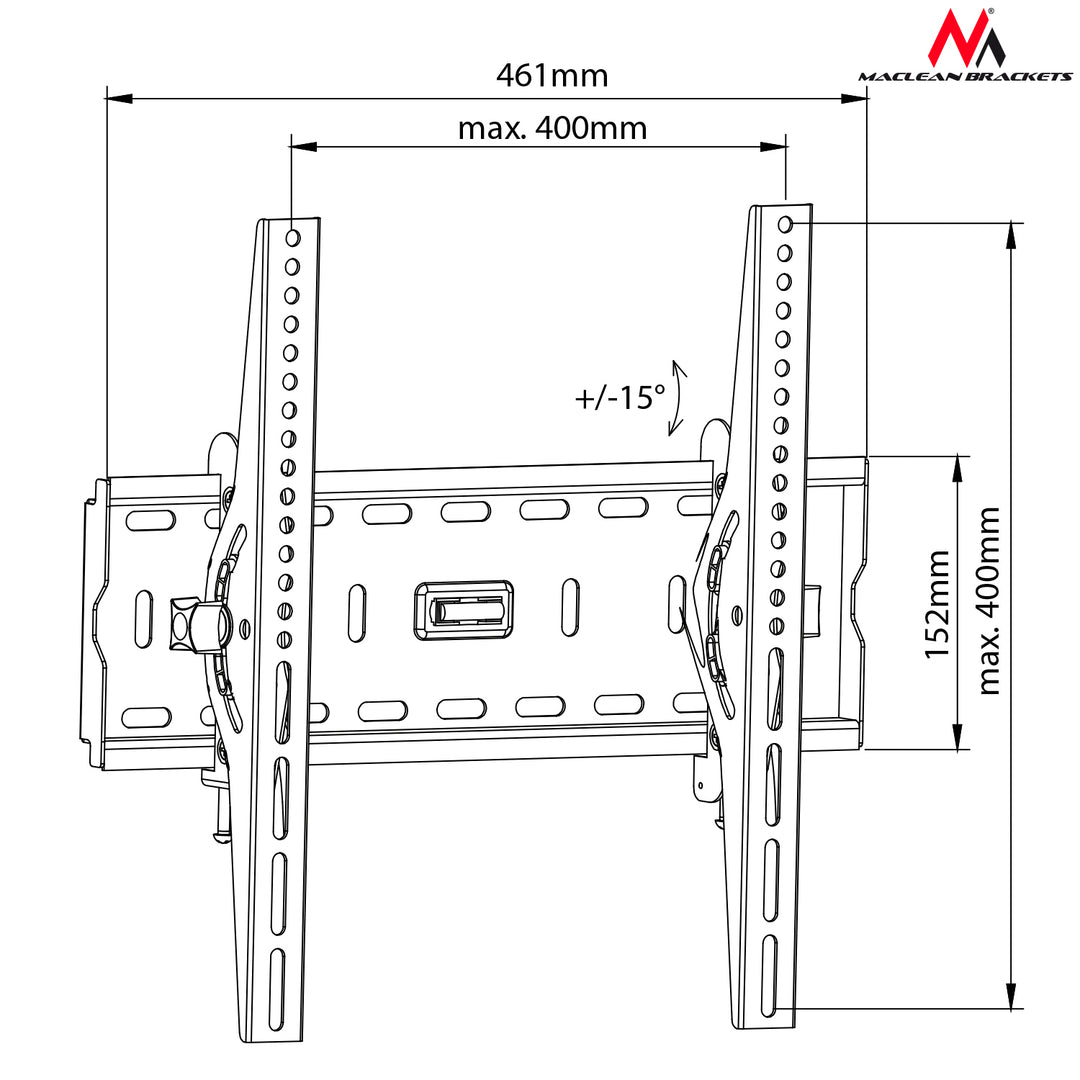 TV muurbeugel 26-65" maximale belasting 45kg Maclean MC-778 zwart