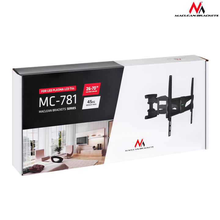 Support TV 26-55" jusqu'à 45kg VESA 400x400 noir Maclean MC-781