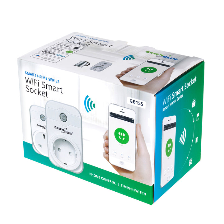 Smart WiFi afstandsbediening stopcontact Duits type 2300W GreenBlue GB155G