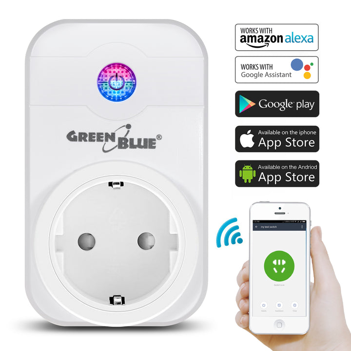 Smart WiFi afstandsbediening stopcontact Duits type 2300W GreenBlue GB155G