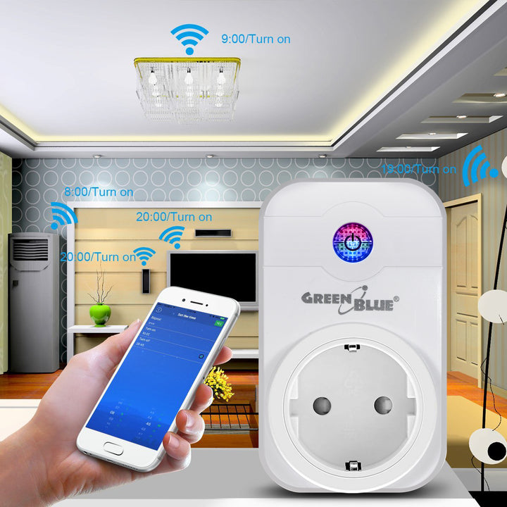 Smart WiFi afstandsbediening stopcontact Duits type 2300W GreenBlue GB155G