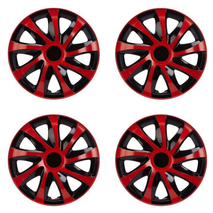 Enjoliveurs de roues noir-rouge 14" lot de 4 pièces DRACO CS