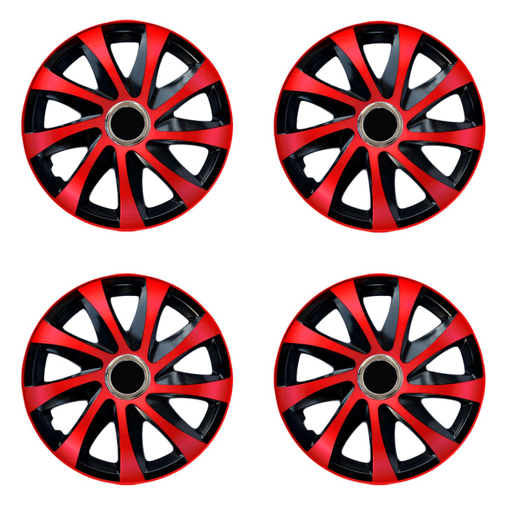 Enjoliveurs universels 15" NRM DRIFT Extra rouge/noir 4 pièces