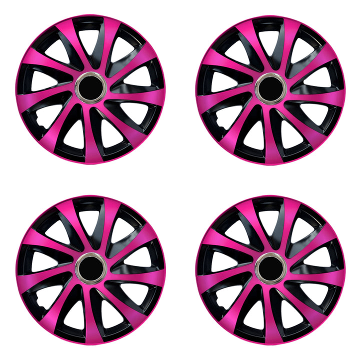 15" NRM DRIFT Extra rose/noir enjoliveurs universels 4 pièces
