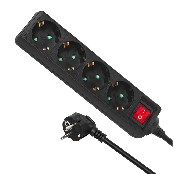 Rallonge multiprise Maclean 4 prises, 3m de longeur, MCE196G 3500W  type allemand