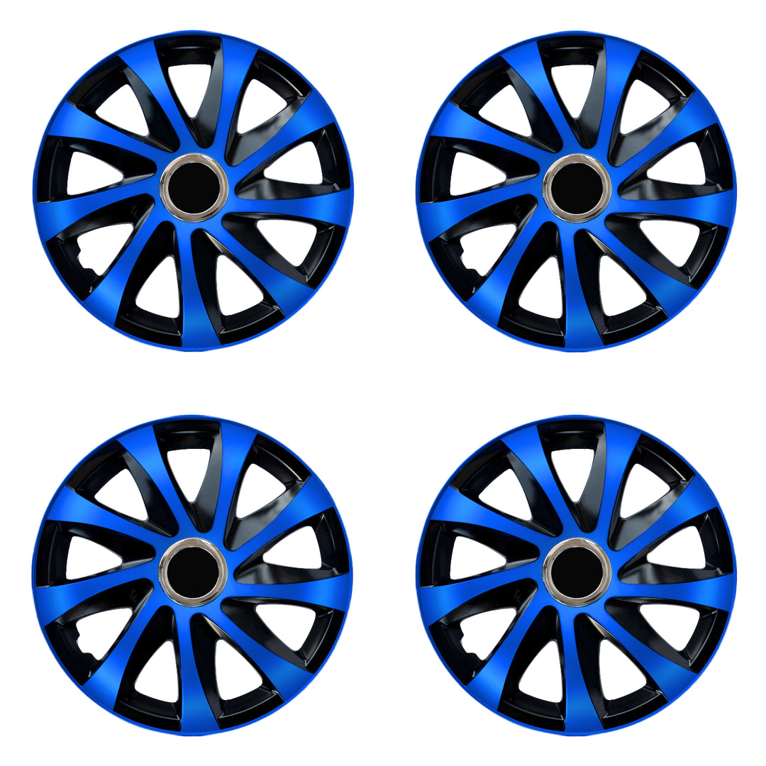 Zwart en blauwe wieldoppen 14' set van 4 stuks DRIFT EXTRA