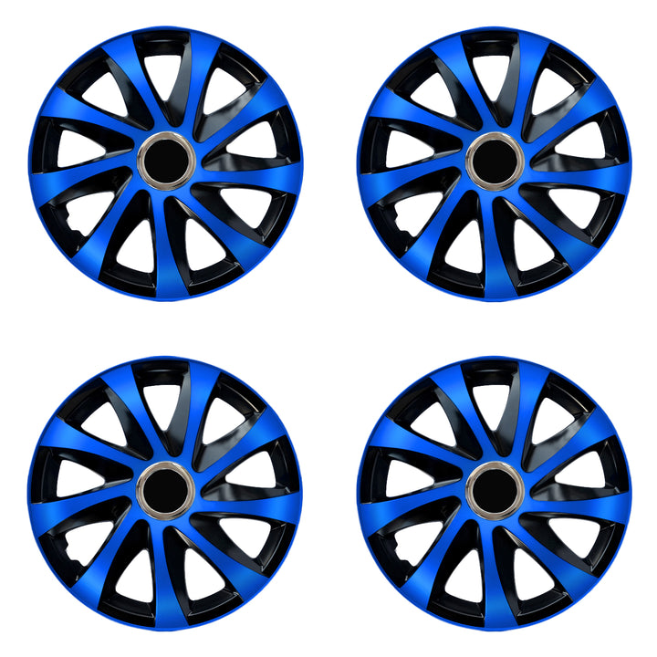 Zwart en blauwe wieldoppen 14' set van 4 stuks DRIFT EXTRA