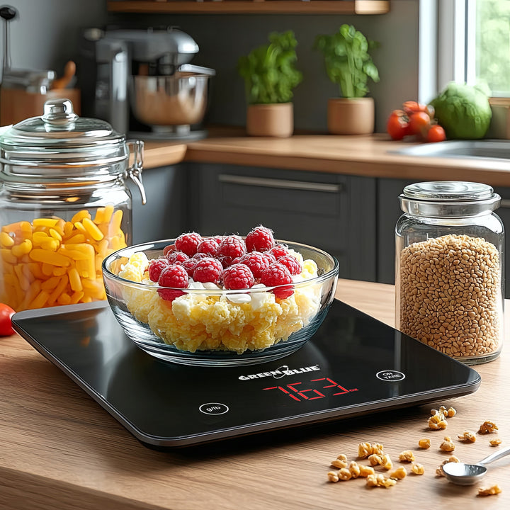 Digitale keukenweegschaal met tarrafunctie, kleur zwart GreenBlue GB171