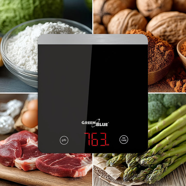 Digitale keukenweegschaal met tarrafunctie, kleur zwart GreenBlue GB171