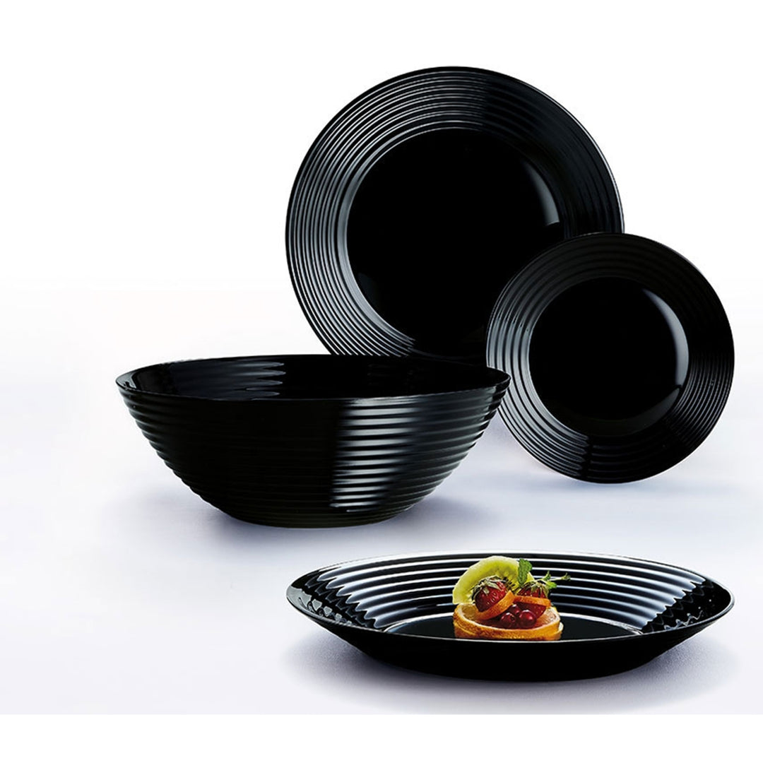 Set van 19el borden Luminarc Harena zwart gehard glas