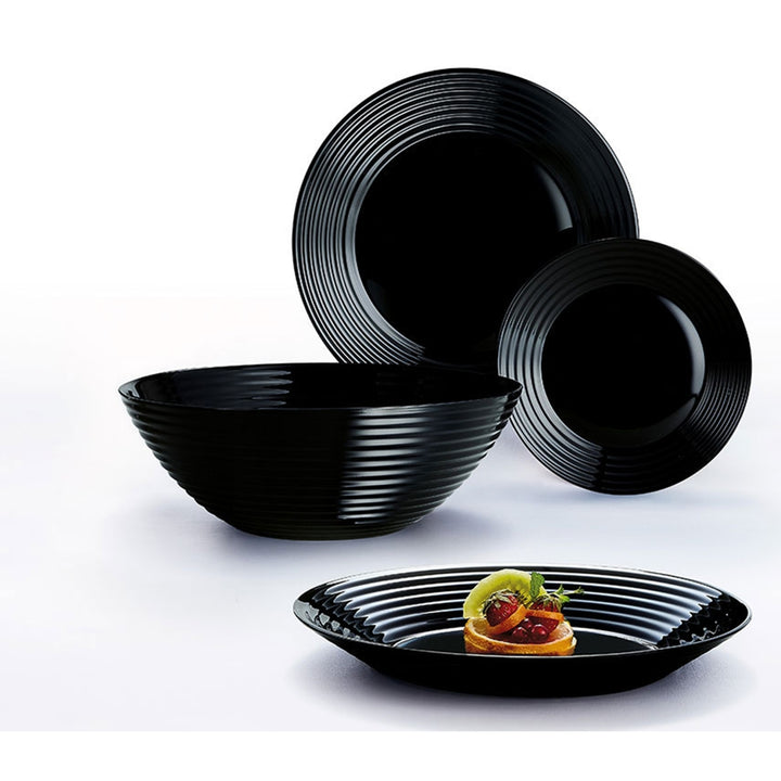Set van 19el borden Luminarc Harena zwart gehard glas